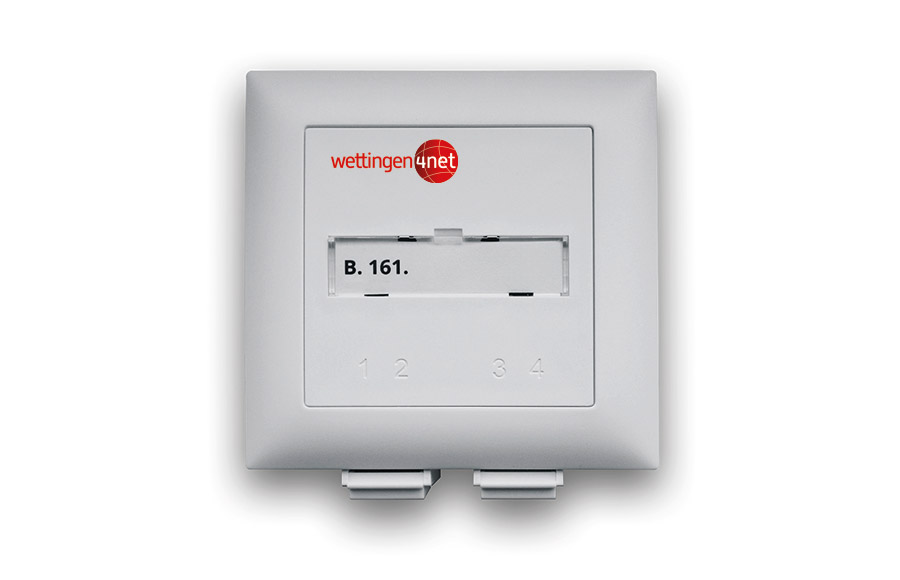 Installierte OTO-Dose im Glasfasernetz von Wettingen4net – Internet, TV und Telefonie in Wettingen sofort aktivierbar